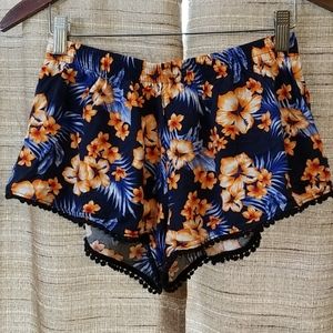 PINK Victoria's Secret Navy Floral Lounge Shorts with Orange Flowers